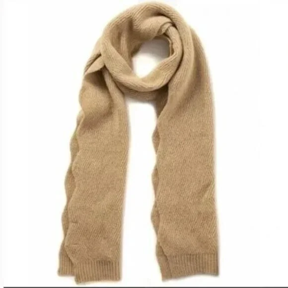 INC International Concepts Tan Camel Scalloped Chevron Scarf - Picture 1 of 2